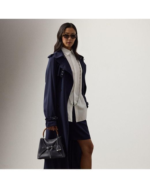 Ralph Lauren Blue Alecia Wool-Blend Gabardine Trench Coat