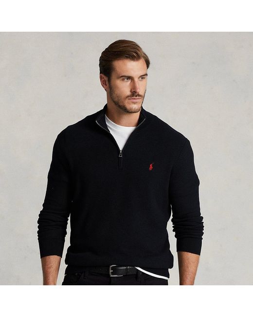 Polo Ralph Lauren Ralph Lauren Mesh-knit Cotton Quarter-zip Sweater in ...