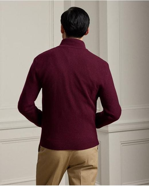 Ralph Lauren Purple Birdseye Cashmere Quarter-Zip Sweater for men