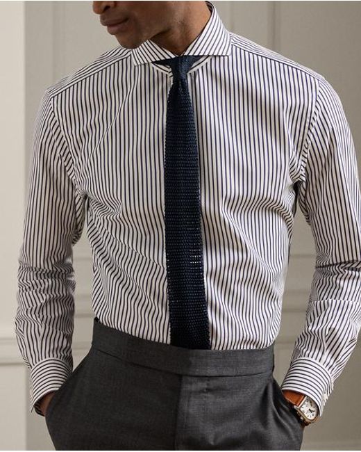 Ralph Lauren Gestreept Poplin Overhemd in het Blue voor heren