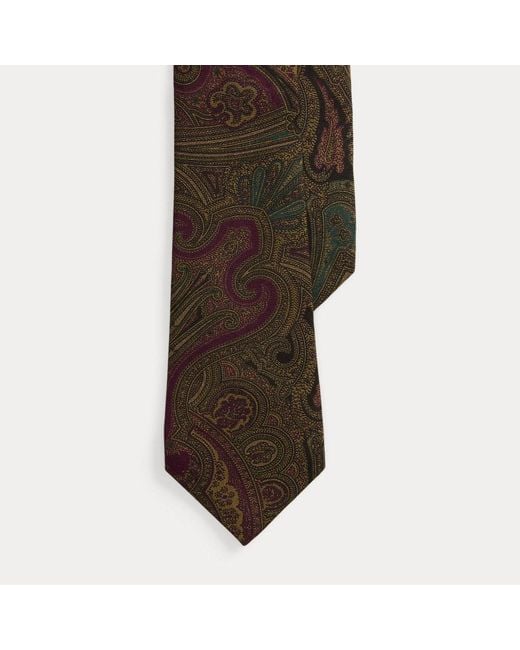 Ralph Lauren Brown Ralph Lauren Paisley Cotton-Cashmere Tie for men