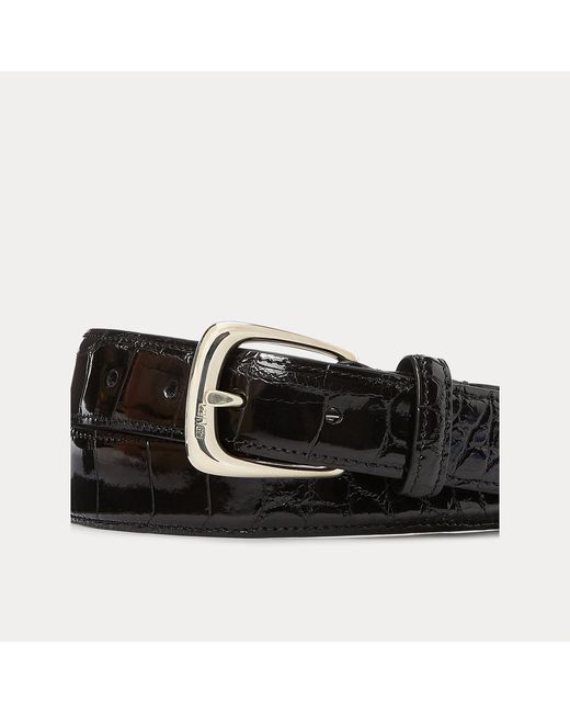 Ralph Lauren Black Buckle Alligator Belt for men