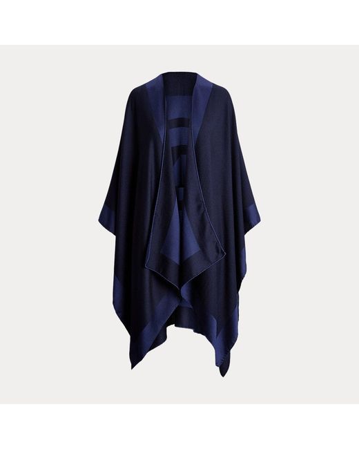Ralph Lauren Collection Blue Rl Silk-cashmere Jacquard Ruana