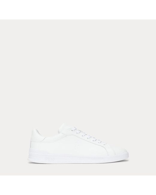 Ralph Lauren White Heritage Court Ii Leather Trainer for men