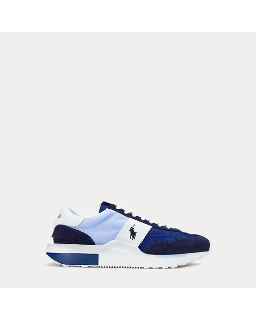 Ralph Lauren Blue Train 89 Suede And Oxford Trainer for men