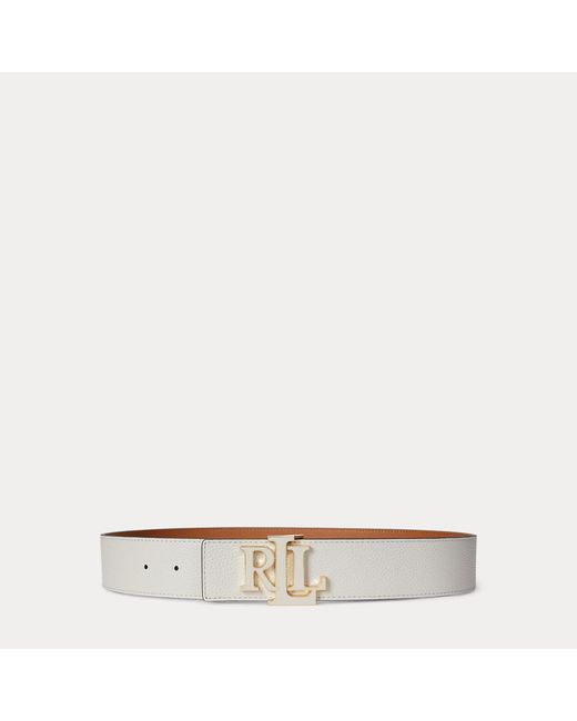 Ralph Lauren Natural Logo Reversible Leather Wide Belt