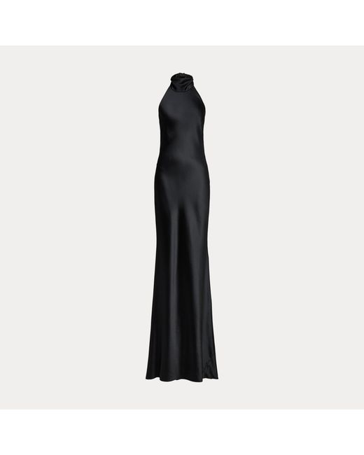 Ralph Lauren Black Chilton Stretch Satin Evening Dress