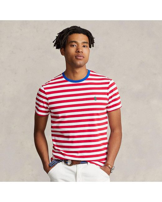 Ralph Lauren Custom Slim Fit Striped Jersey T-shirt in Red for Men | Lyst