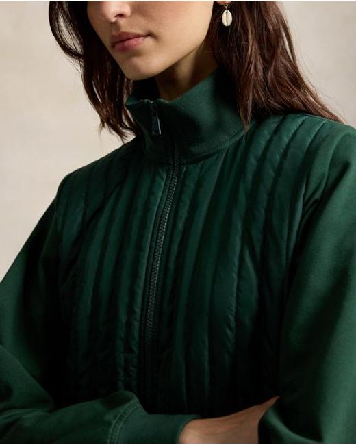 Ralph Lauren Green Hybrid Cropped Full-Zip Mockneck