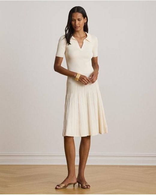 Ralph Lauren Natural Rib-Knit Short-Sleeve Jumper Dress
