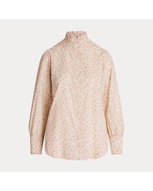 Polo Ralph Lauren Natural Geblümtes Baumwollhemd mit Rüschenbesatz