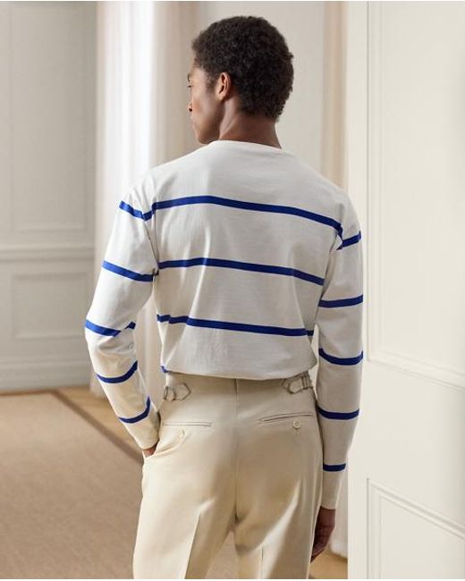 Ralph Lauren White Relaxed Fit Striped Boatneck T-Shirt for men