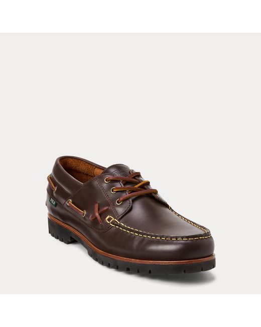 Polo Ralph Lauren Brown Ranger Leather Boat Shoe for men