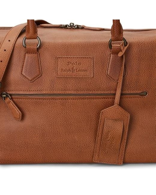Bolsa de viaje de piel granulada Polo Ralph Lauren de hombre de color Brown