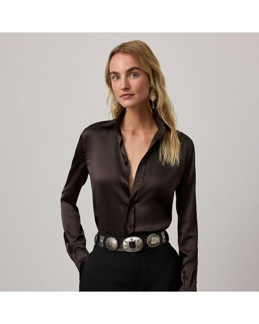Camicia Cameron in seta Straight-Fit di Ralph Lauren in Black