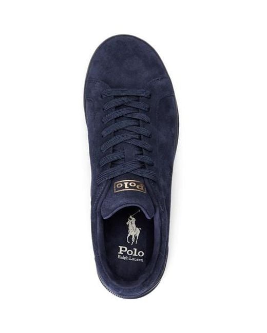 Polo Ralph Lauren Blue Heritage Court Ii Logo-debossed Suede Sneakers for men