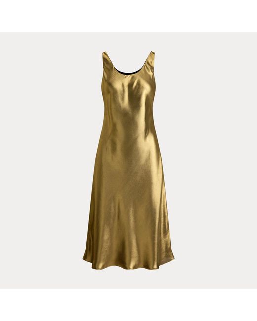 Ralph Lauren Green Metallic Chiffon Sleeveless Dress