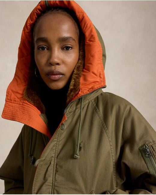 Polo Ralph Lauren Green Shearling-Hood Flight Jacket