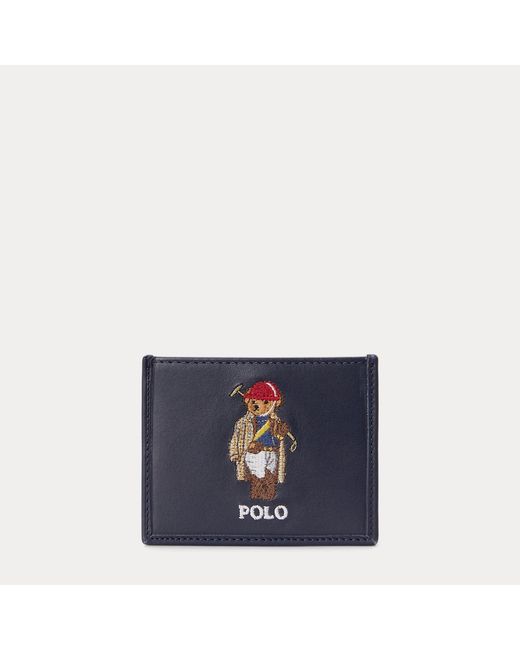 Ralph Lauren Blue Polo Bear Leather Card Case for men