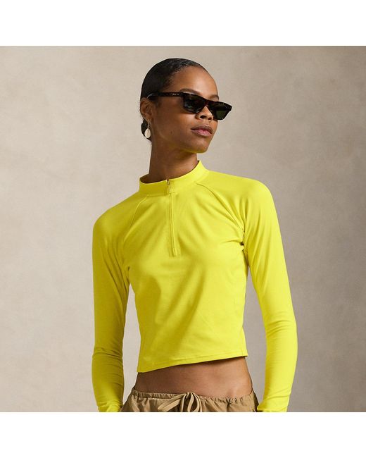 Polo Ralph Lauren Yellow Sueded Jersey Cropped Half-Zip