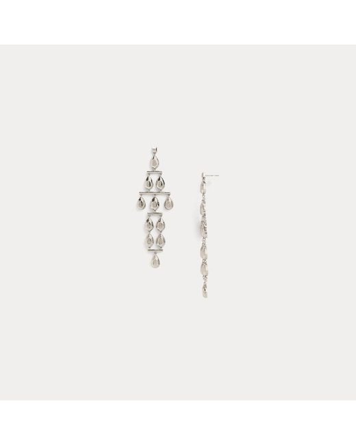 Ralph Lauren White Tone Teardrop Chandelier Earrings