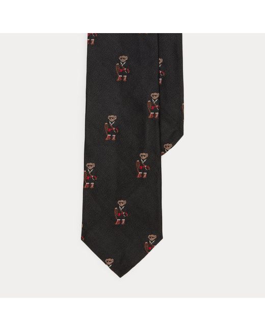 Ralph Lauren Black Polo Bear Silk Repp Tie for men