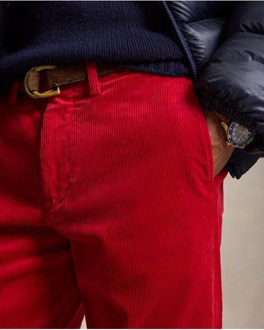 Polo Ralph Lauren Red Straight Fit Stretch Corduroy Trousers for men