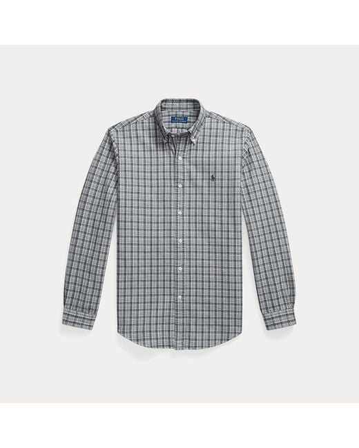 Polo Ralph Lauren Blue Custom Fit Brushed Oxford Shirt for men