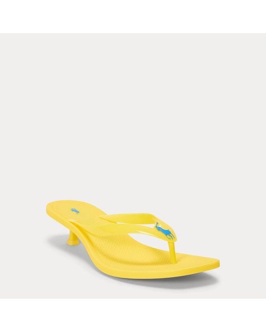Polo Ralph Lauren Yellow Polo Play Kitten Heel Thong Sandal
