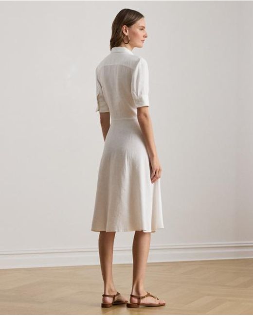 Ralph Lauren Blue Tie-Front Linen Shirtdress