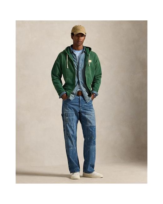 Ralph Lauren Green Relaxed Fit Loopback Fleece Hoodie for men