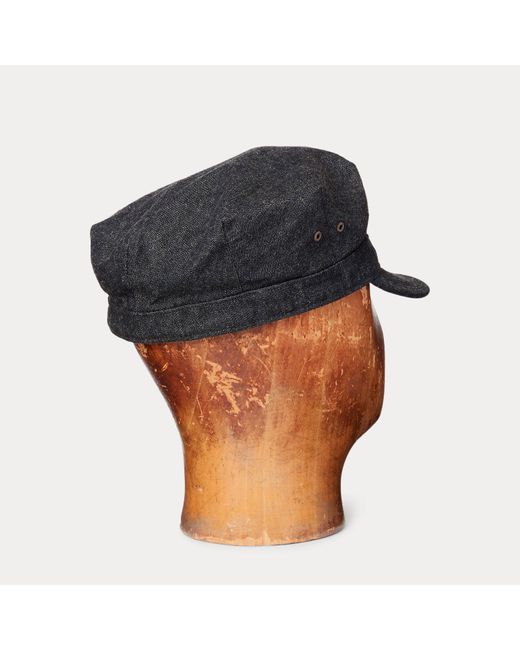 RRL Black Denim Utility Cap for men