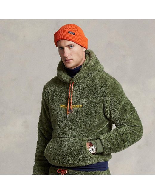 Ralph Lauren Green Polo Sport Pile Fleece Hoodie for men