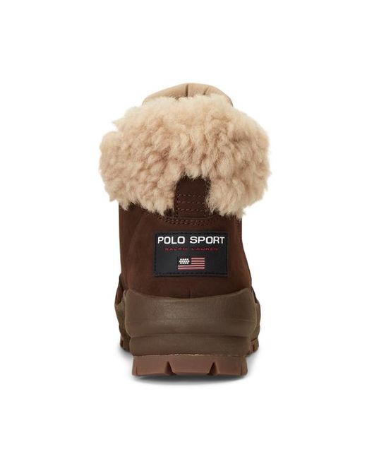 Polo Ralph Lauren Brown Shearling-trim Suede Hiking Boot