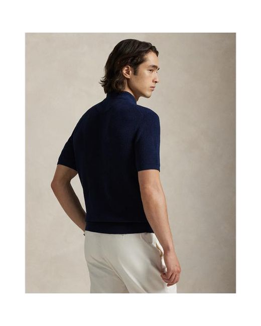 Maglia in cotone a nido d'ape di Ralph Lauren in Blue da Uomo