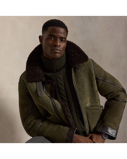 Polo Ralph Lauren Brown Shearling Flight Jacket for men