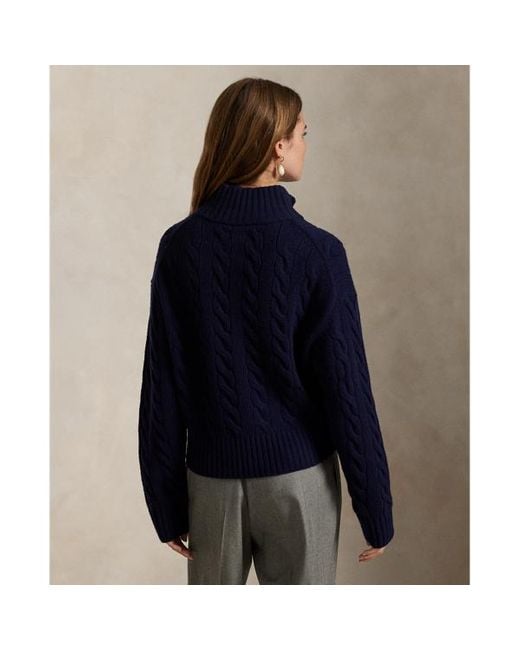 Maglia in lana e cashmere a trecce di Polo Ralph Lauren in Blue
