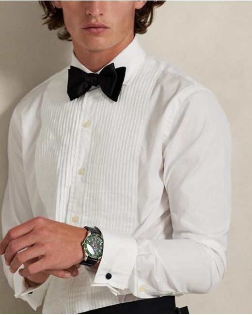Polo Ralph Lauren Gray Classic Fit French Cuff Tuxedo Shirt for men