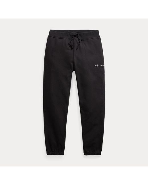 Polo Ralph Lauren Black Relaxed Fit Logo Fleece Tracksuit Bottom for men