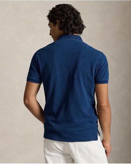 Polo Ralph Lauren Blue Custom Slim Fit Mesh Polo Shirt for men