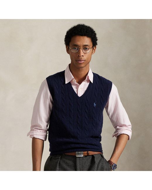Polo Ralph Lauren Woll-Kaschmir-Pullunder Mit Zopfmuster in Blue für Herren