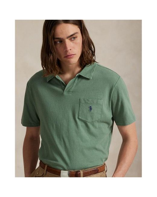 Polo in cotone e lino Standard-Fit di Polo Ralph Lauren in Green da Uomo