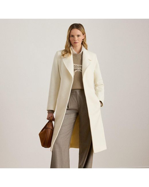 Ralph Lauren Natural Belted Wool-Blend Wrap Coat