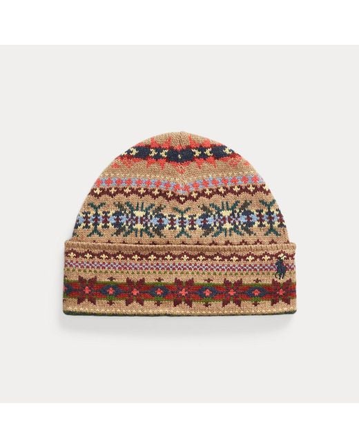 Polo Ralph Lauren Brown Fair Isle Merino-wool-blend Beanie for men
