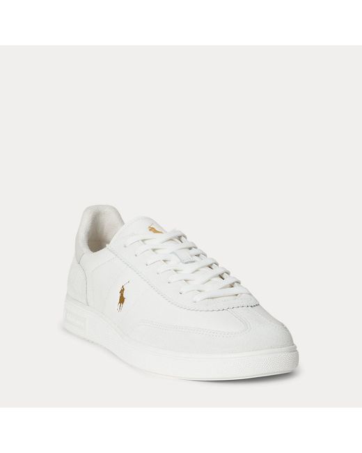 Polo Ralph Lauren White Bedford Leather-Suede Trainer for men