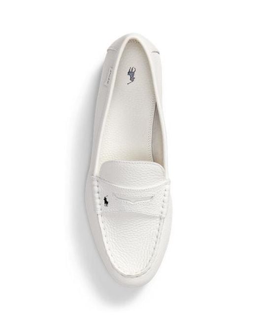 Polo Ralph Lauren White Pebbled Leather Penny Loafer
