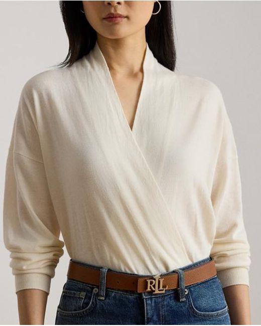 Pull À Col En V Croisé En Coton Et Modal Ralph Lauren en coloris White