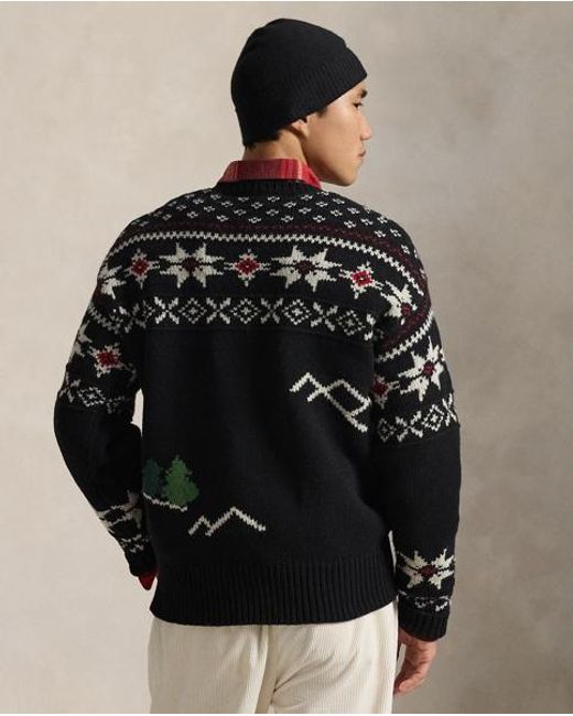 Pull En Laine À Motif Skieur Polo Ralph Lauren pour homme en coloris Black