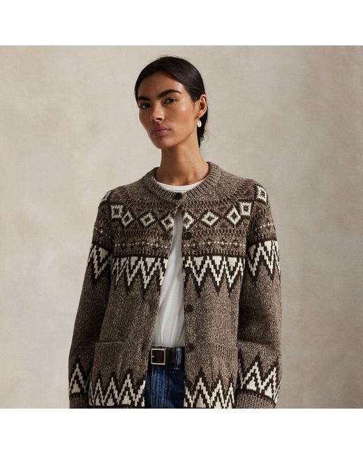 Polo Ralph Lauren Brown Strickjacke Mit Fair-Isle-Muster