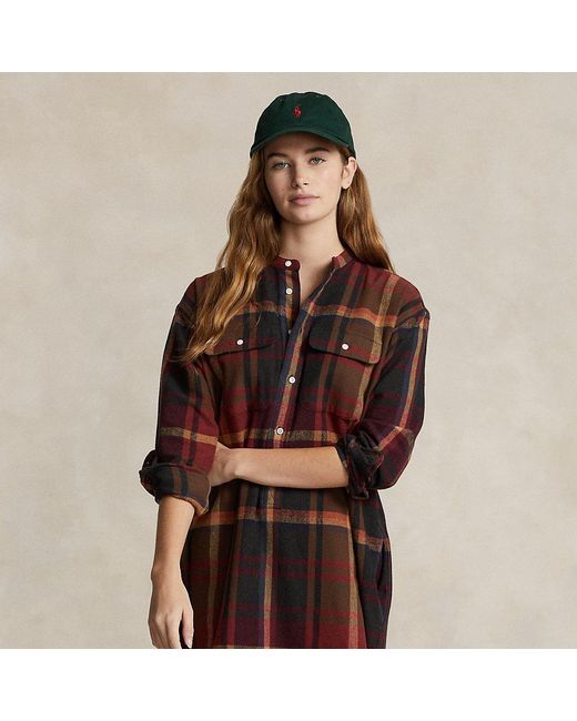 Polo Ralph Lauren Plaid Cotton Twill Shirtdress in Red Lyst
